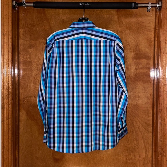 Nordstrom Kids Blue Black White Casual Button Down - Picture 2 of 2